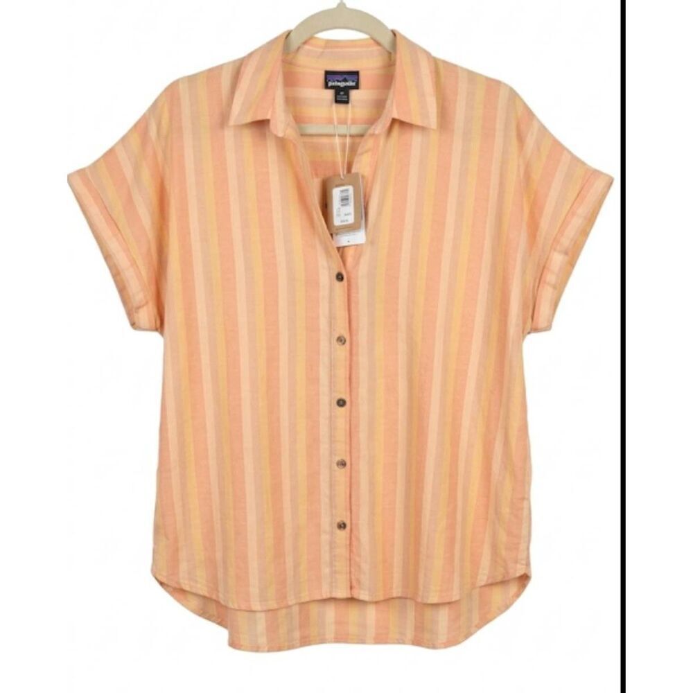 Patagonia womens small organic cotton blouse papaya orange shirt